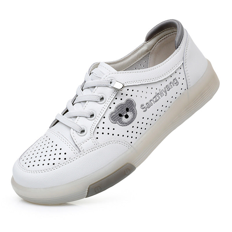 Women's Three Sheep White For Slip-on Flat Leisure Hollow Casual Shoes