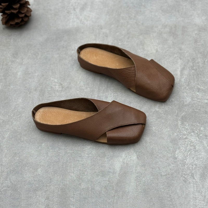 Women's Closed Toe Summer Round Bottom Cross Woven Outer Wear Sandals