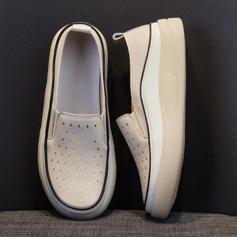 Women's White Hollow Hole Fashion Light Board Women's Casual Shoes