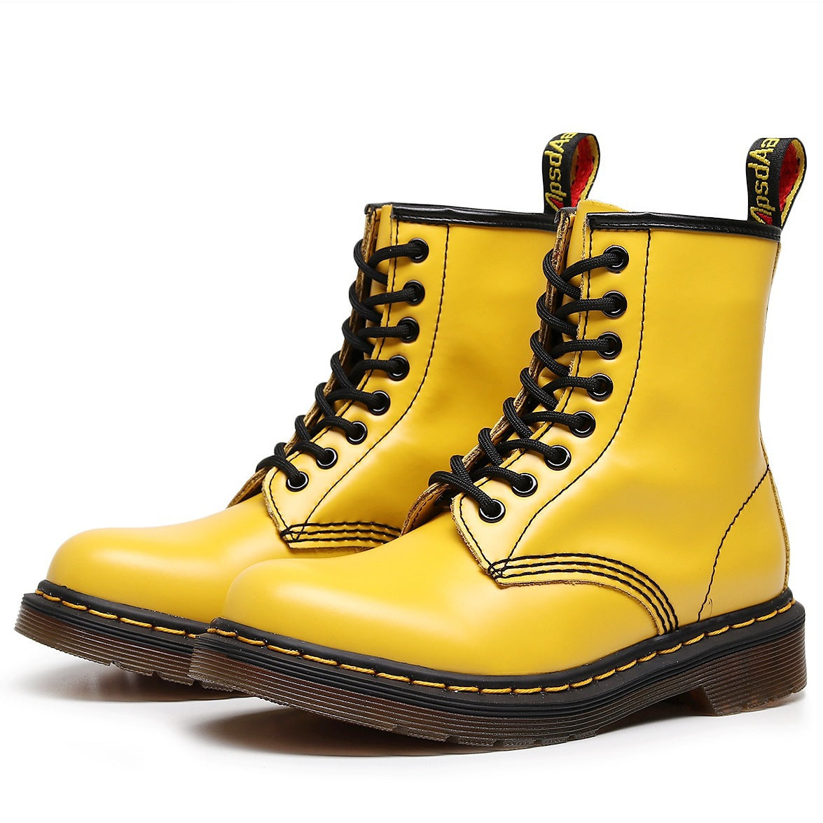 Women's & Men's High Top Working Wear Classic Hard Slit Bead Short Glossy Women's Leather Boots