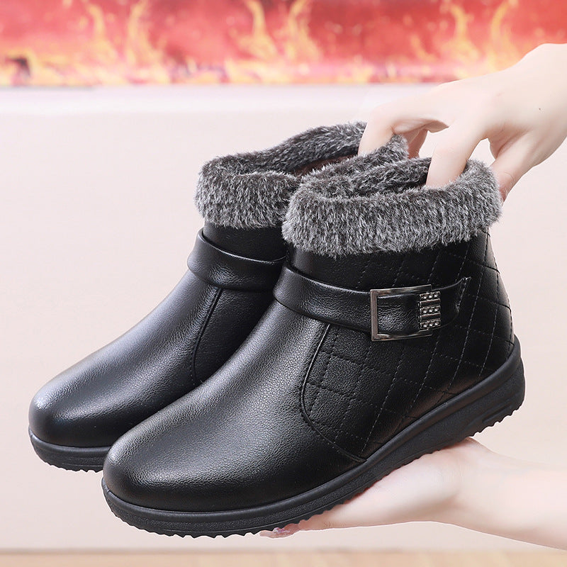 Women's Cotton Winter Fleece-lined Thick Platform Ankle Women's Shoes