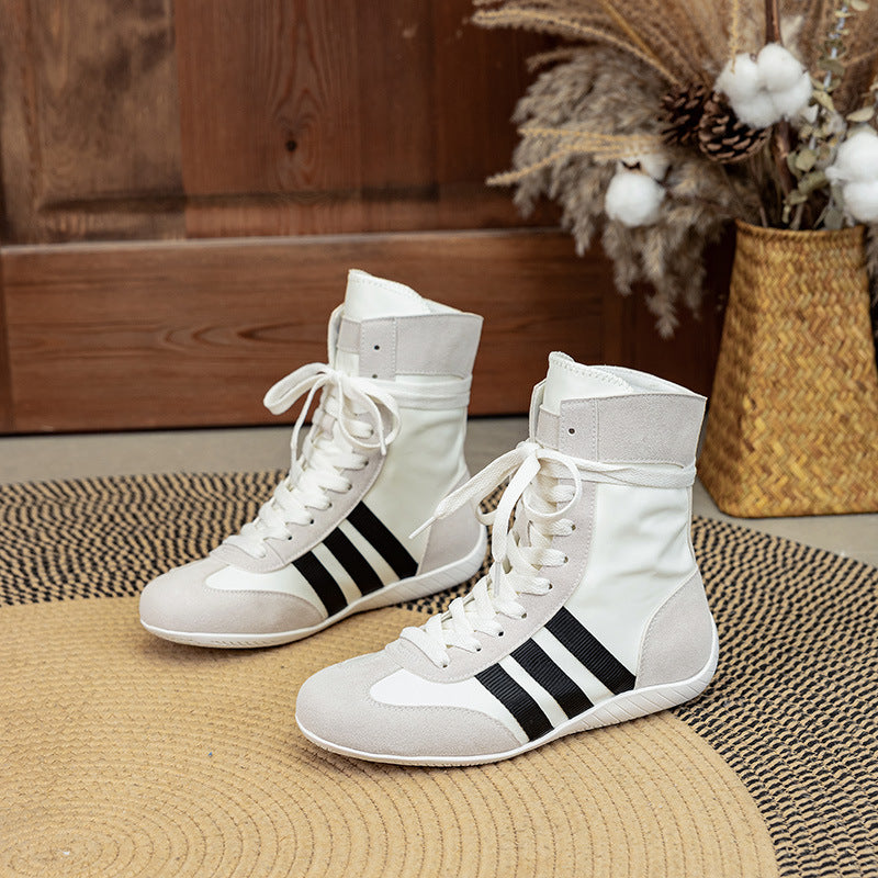 Women's Genuine Elevator Flat Boxing Round Toe Women's Casual Shoes