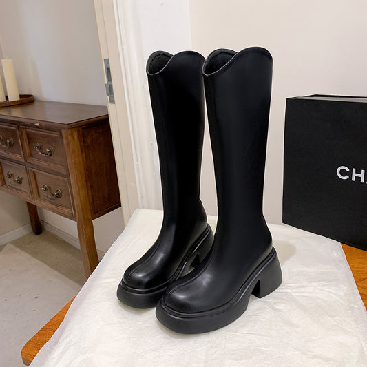 Women's V Cut Below The Knee Back Boots