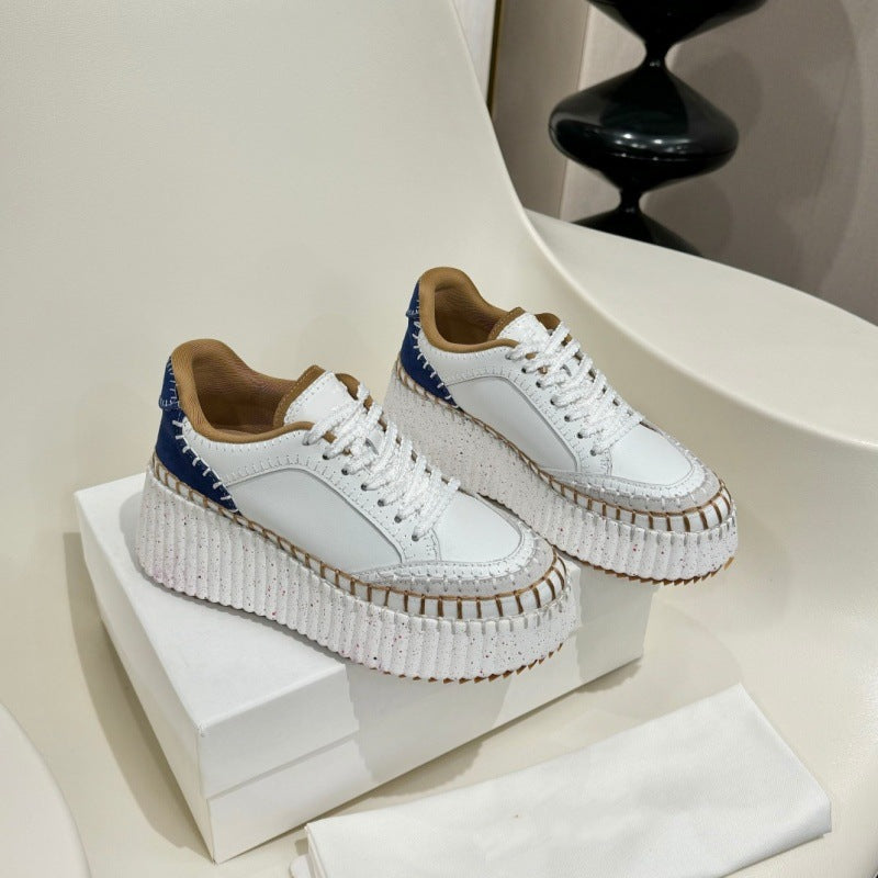 Women's Platform Elevator Wild Biscuit Shape Round Women's Casual Shoes