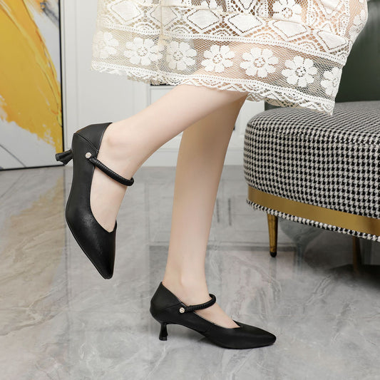 Women's Genuine Two-way Wear High Shallow Mouth Pointed Women's Shoes