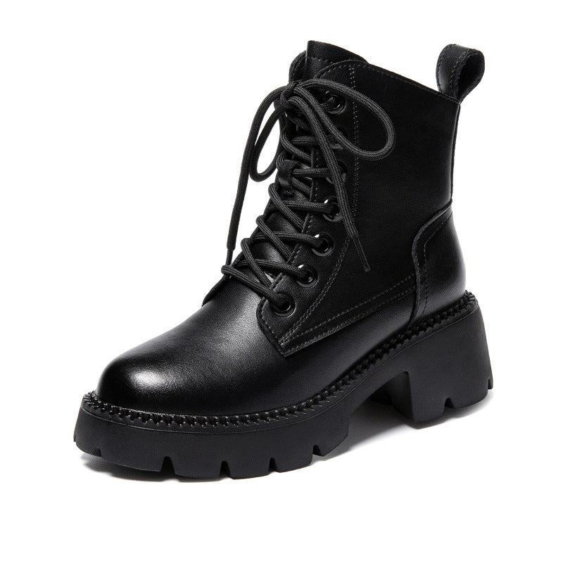 Women's Washed Retro Fashion British Style Platform Boots