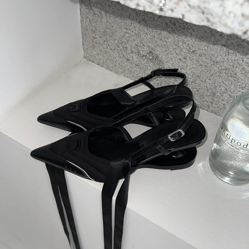 Women's Version Niche Design Suspension Pointed High Summer Black Women's Fashion Shoes
