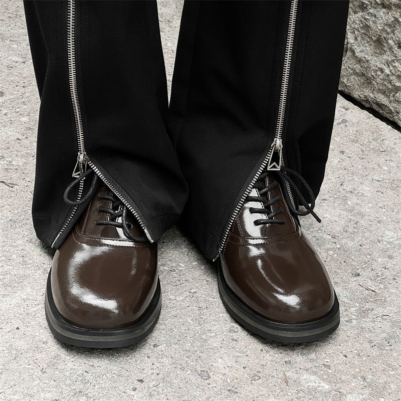 Women's & Men's Couple Thick Bottom Derby British Style Business Leather Shoes