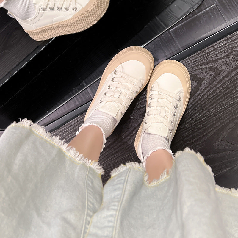 Women's White For Thick Bottom Versatile Muffin Casual Shoes