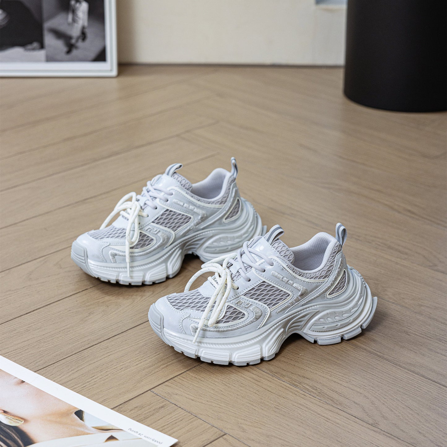 Women's Breathable Mesh Dad Summer Thick Bottom Sneakers