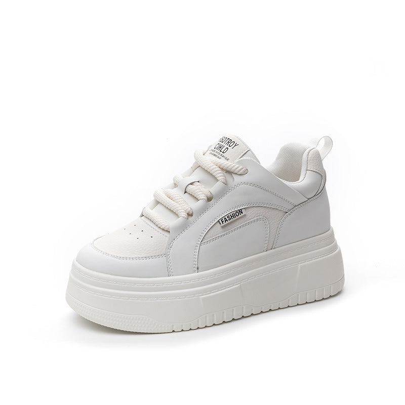 Women's Platform Hidden White Round Head Height Heels