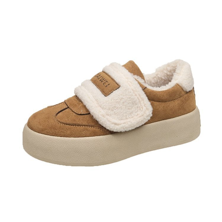 Women's Bottom Fleece-lined Fluffy Outer Wear Velcro Women's Shoes