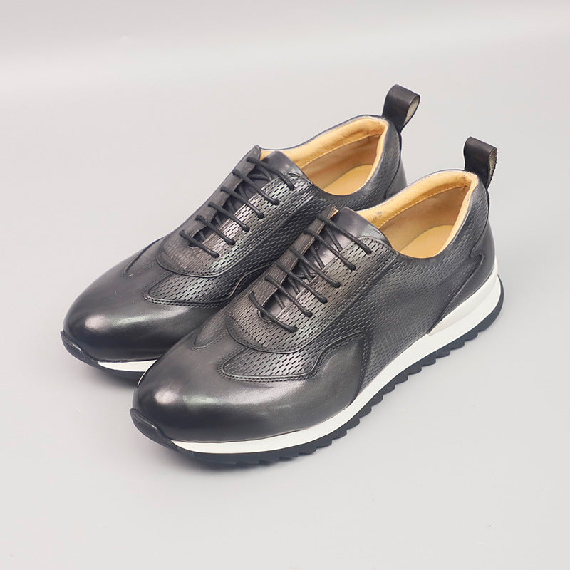 Men's First Layer Cowhide Business British Style Genuine German Training Height Leather Shoes