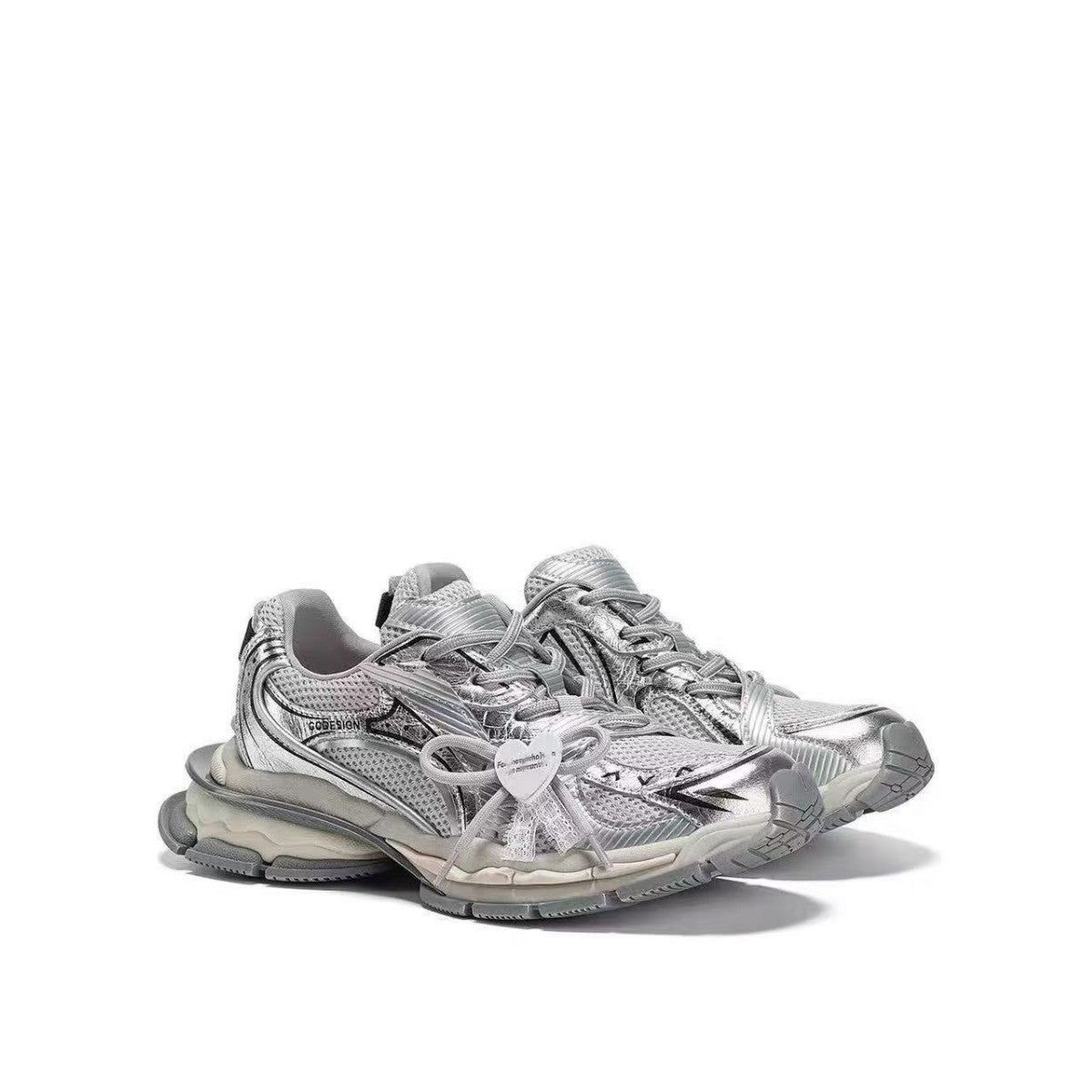 Women's Matching Platform Mesh Surface Clunky Height Increasing Armor Sneakers