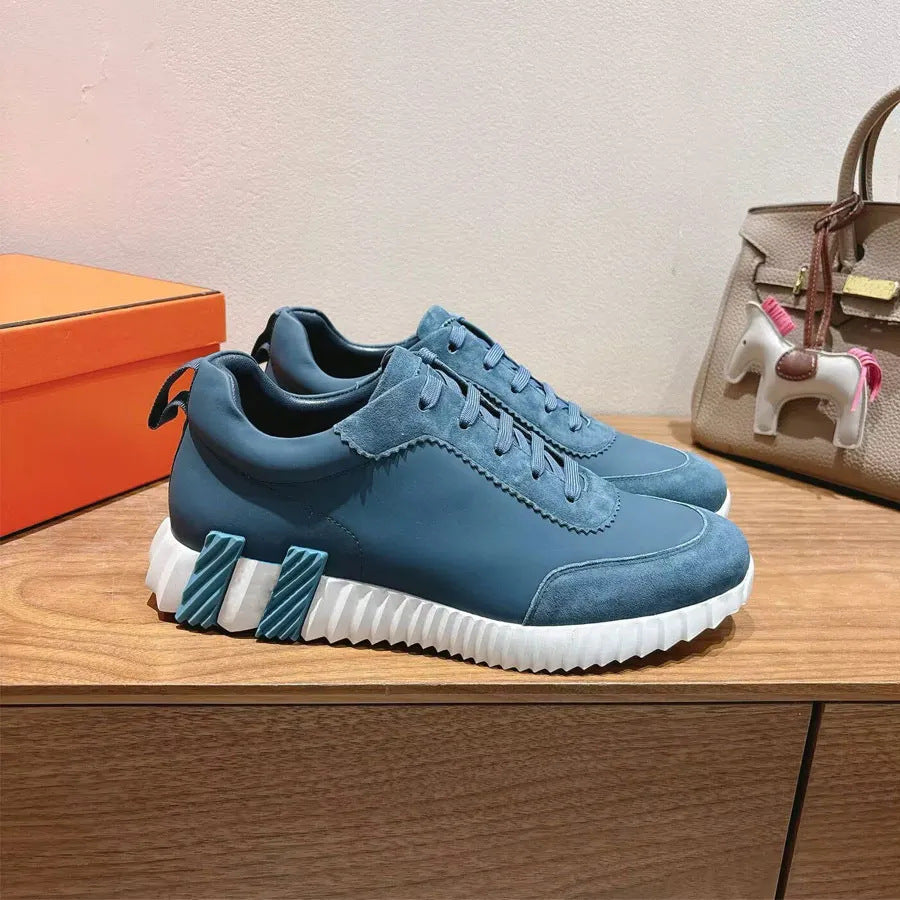 High Version Platform Height Increasing Color Matching Genuine Suede Couple Casual Shoes