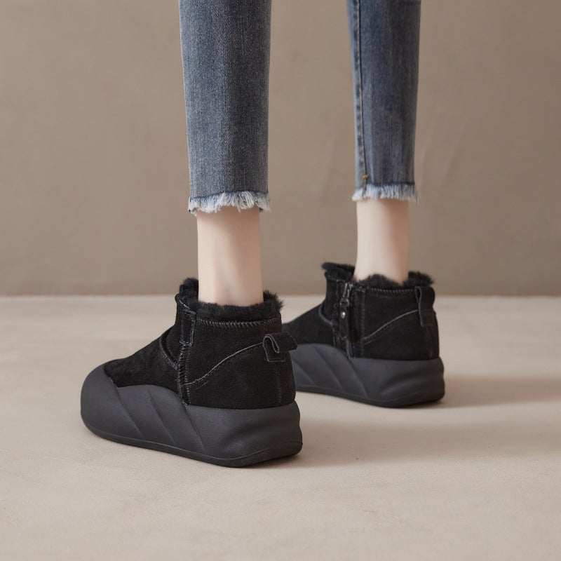 Women's Thick Bottom Flat Warm High Fur Snow Boots
