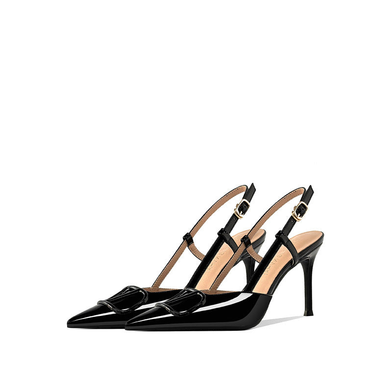 Women's Toe Slingback Stiletto V Buckle High-grade Sense High Heeled Sandals