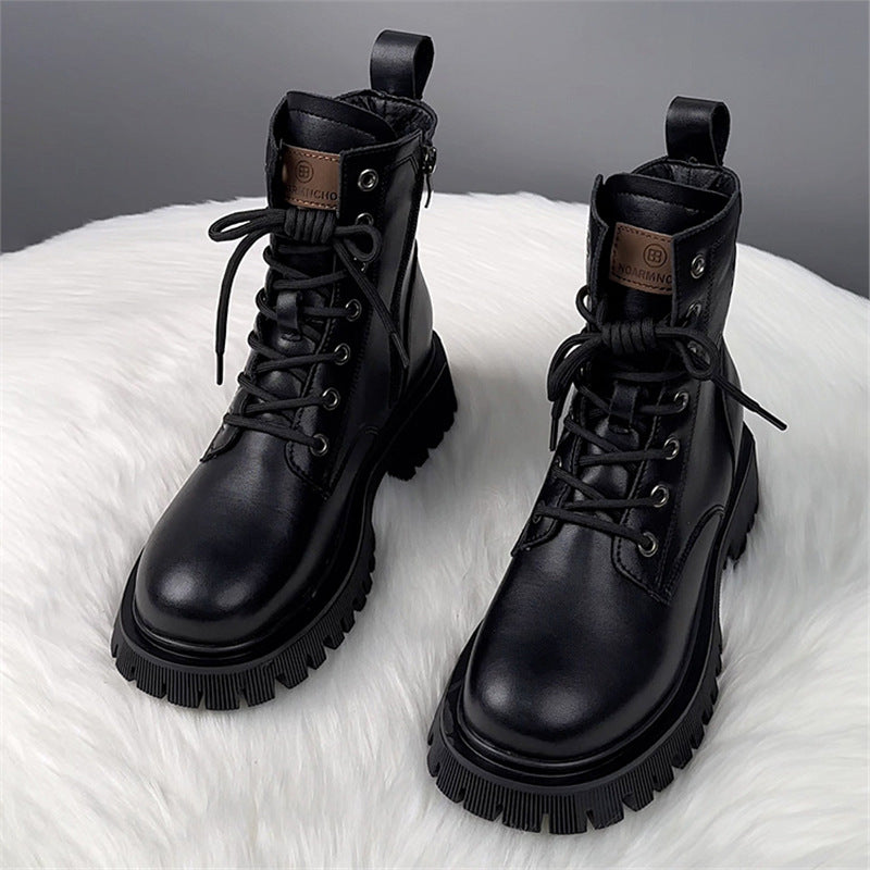 Women's Martin British Style Trendy Platform Ankle Women's Leather Boots