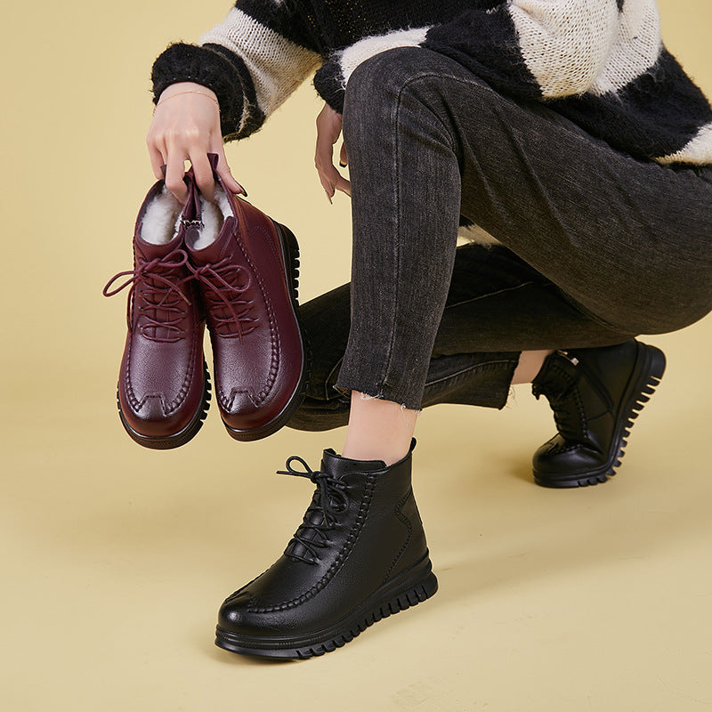 Women's Winter Wool Mother's Cotton Soft Bottom Fleece-lined Warm Leisure Women's Shoes