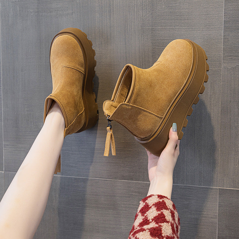 Women's Fleece-lined Platform Fashionable Temperament Short Warm Boots
