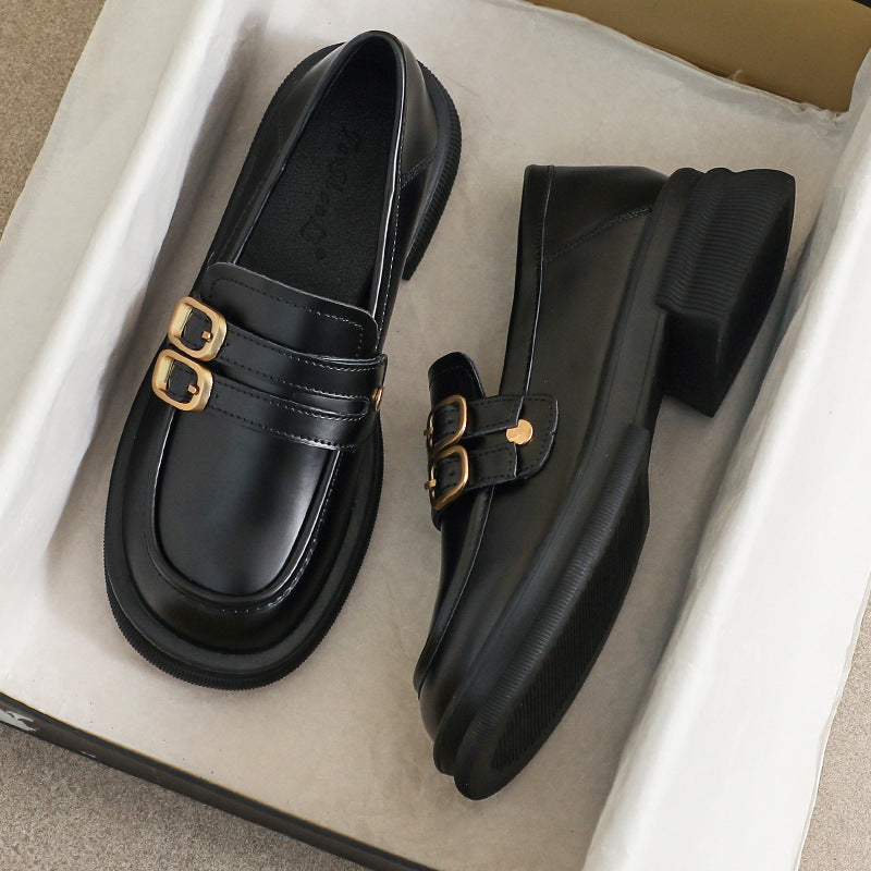 Women's Authentic Autumn Platform Black Oversized British Loafers