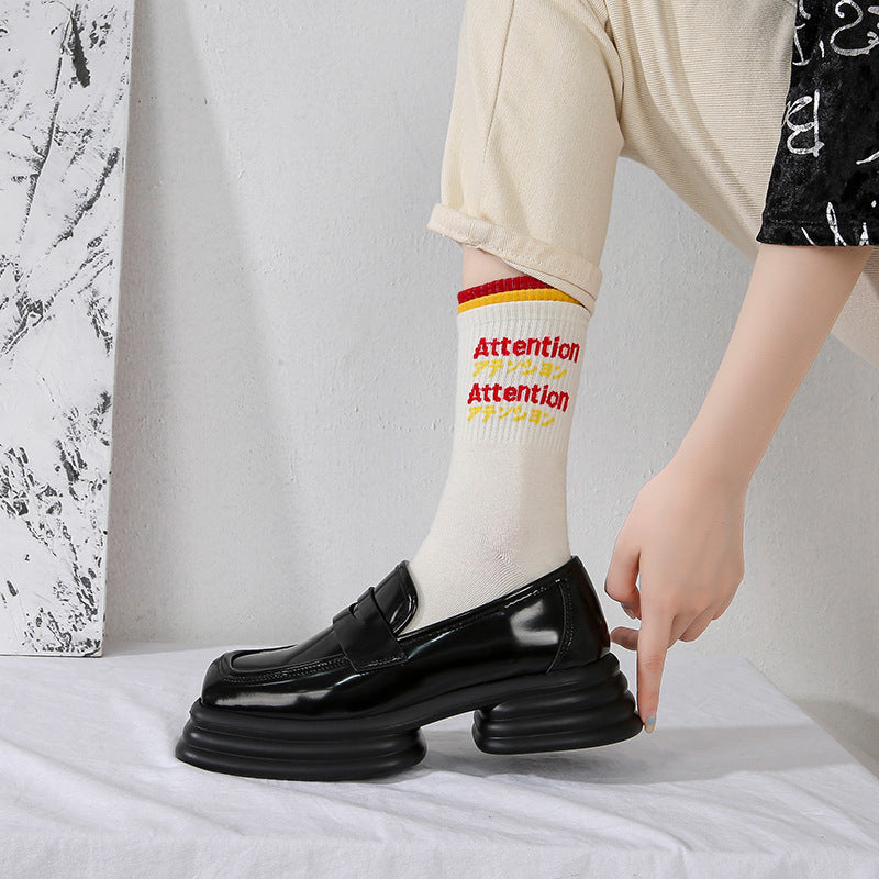 Thick-soled Retro British Square Toe Chunky Loafers