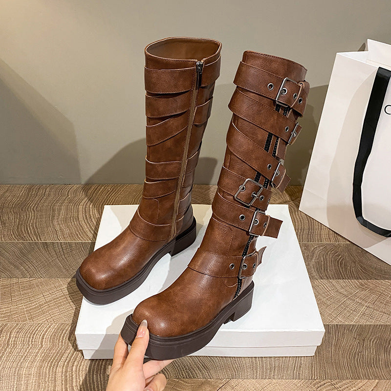 Women's Bottom Below The Knee Fat Round Boots