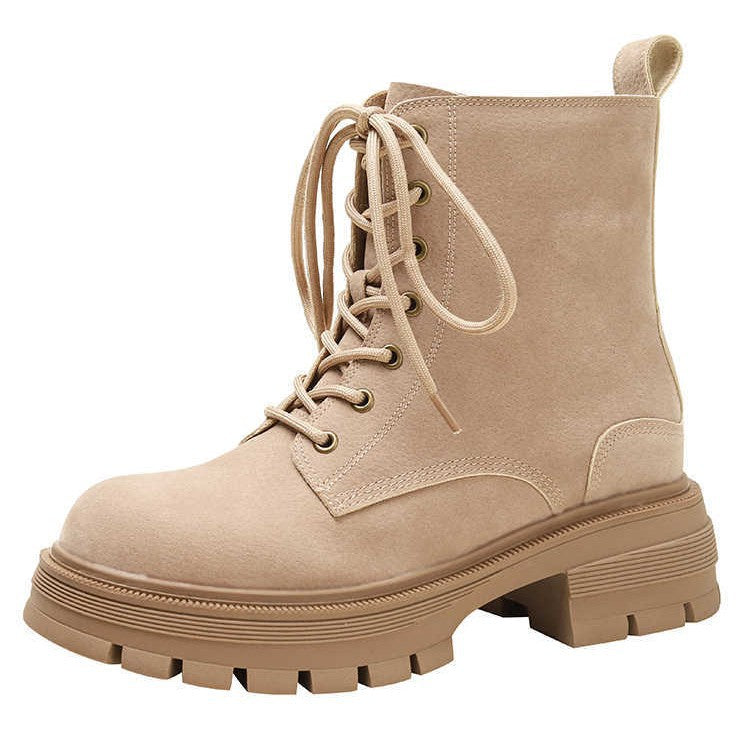 Versatile Abrasive British Fan Platform Ankle Vintage Martin Female Height Women's Leather Boots