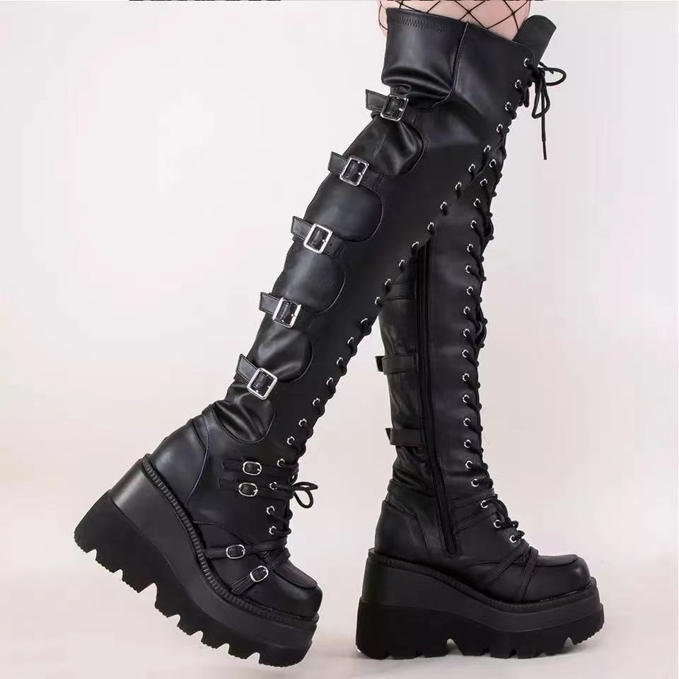Women's Size Over The Knee Soft Wedge Boots