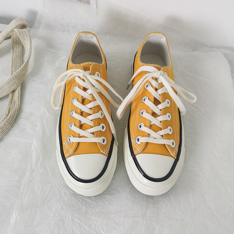 Women's & Men's White Black Low Upper Platform Hight Increasing Board Canvas Shoes