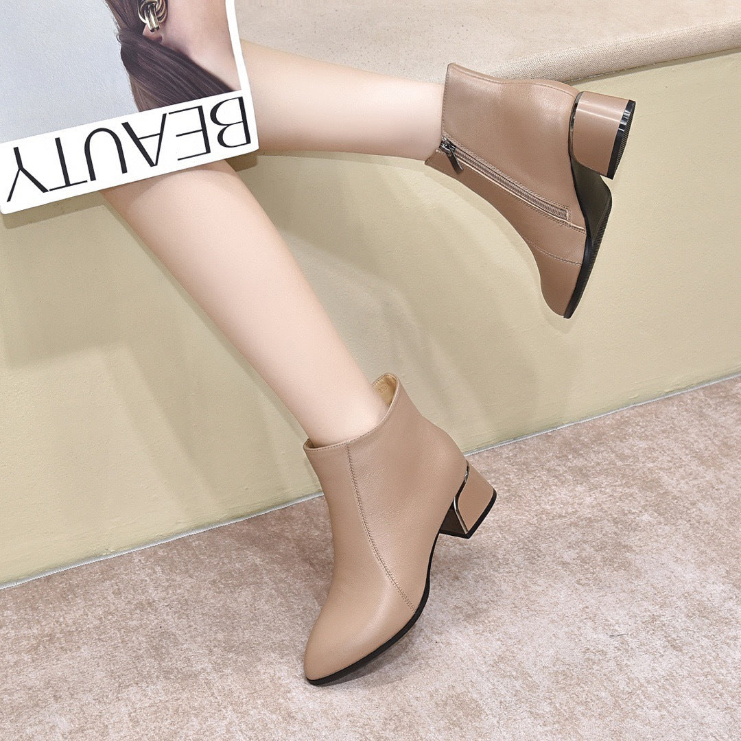 Women's Booties Plus Veet Pointed Martin Mid Women's Shoes