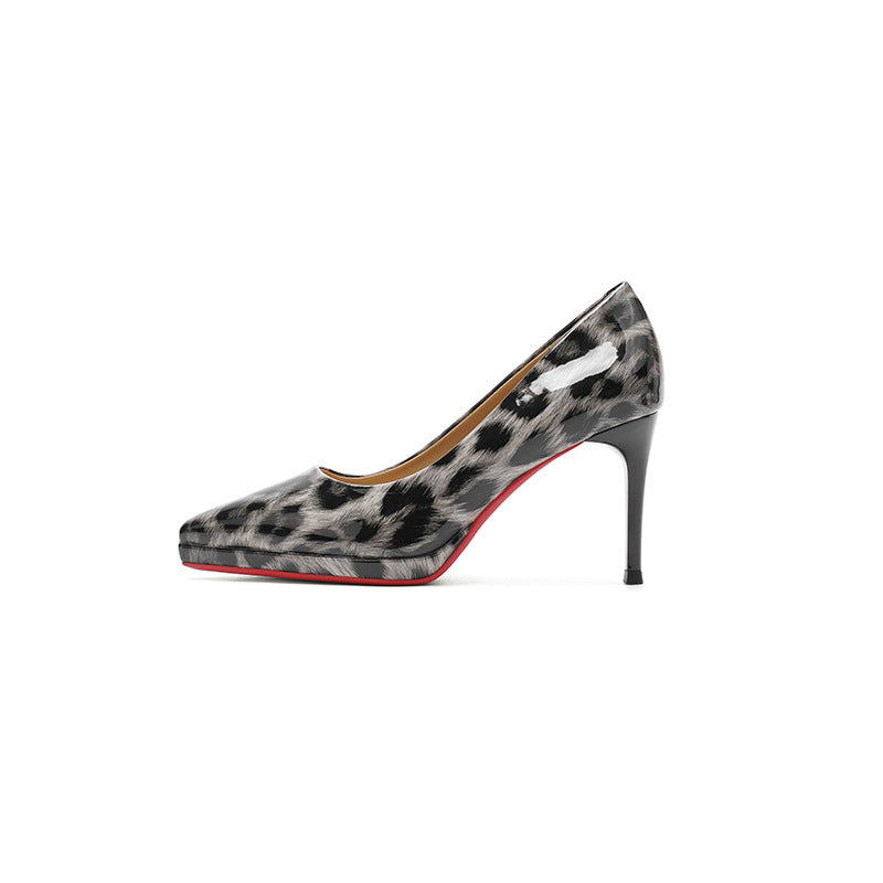 Women's Print Classy Stilettos Low-cut High French Patent Banquet Women's Fashion Shoes