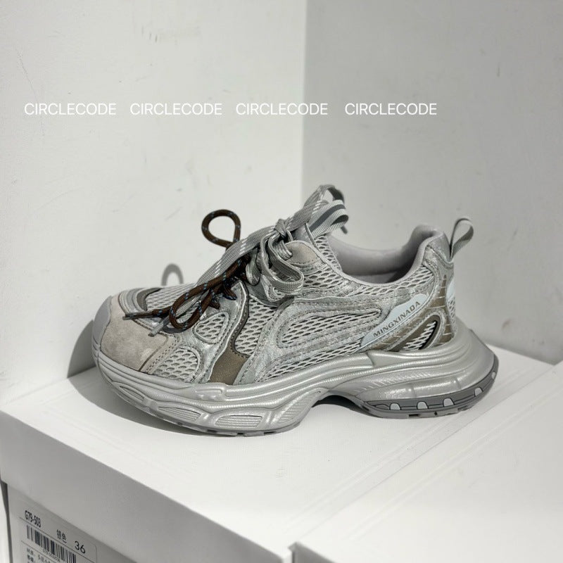 Women's Genuine Breathable Mesh Platform Heightened Daddy Spring Women's Sports Shoes