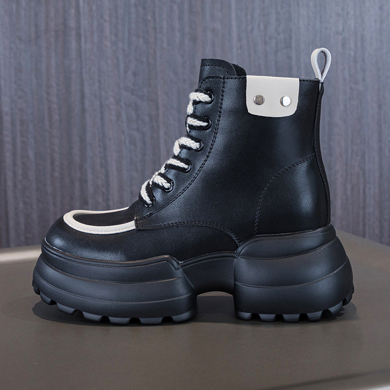 Women's Hight Increasing Martin Small British Style Women's Leather Boots