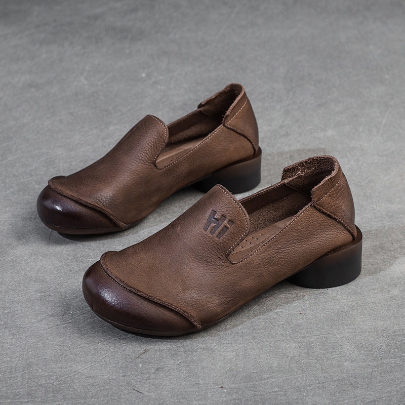 Women's Top Layer Cowhide Comfortable Retro Rub Casual Shoes