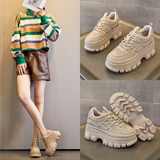 Women's Bottom Height Increasing Insole Dad Fleece Trendy Women's Sports Shoes