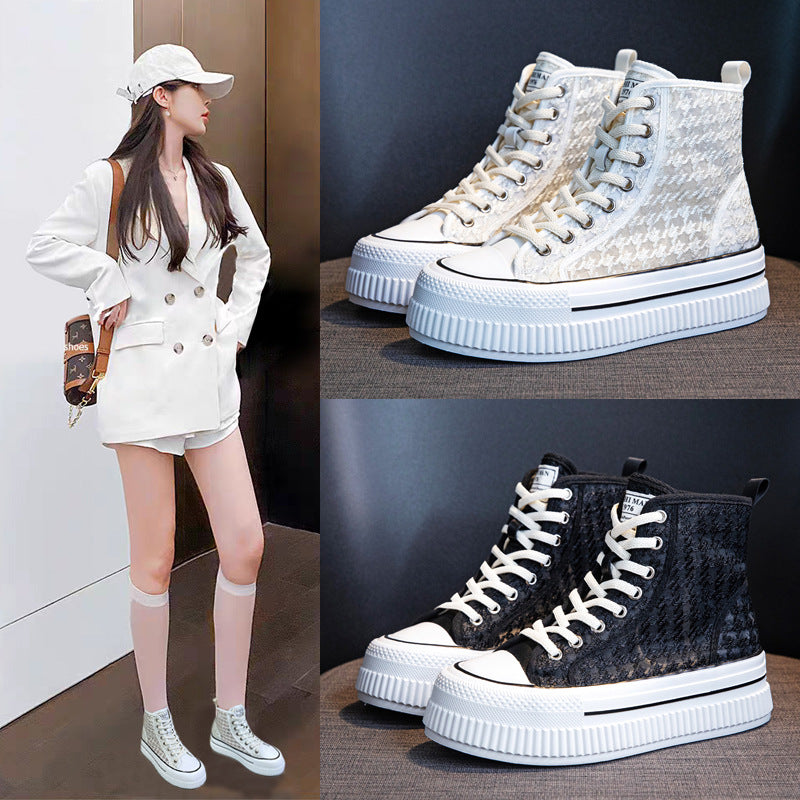 Women's Summer Hidden White Breathable Mesh Platform Casual Shoes