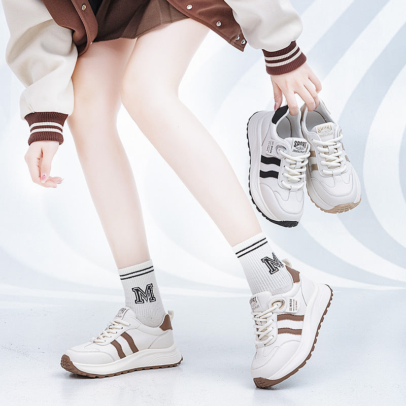 Women's Large Size One Agan White Lightweight Sneakers