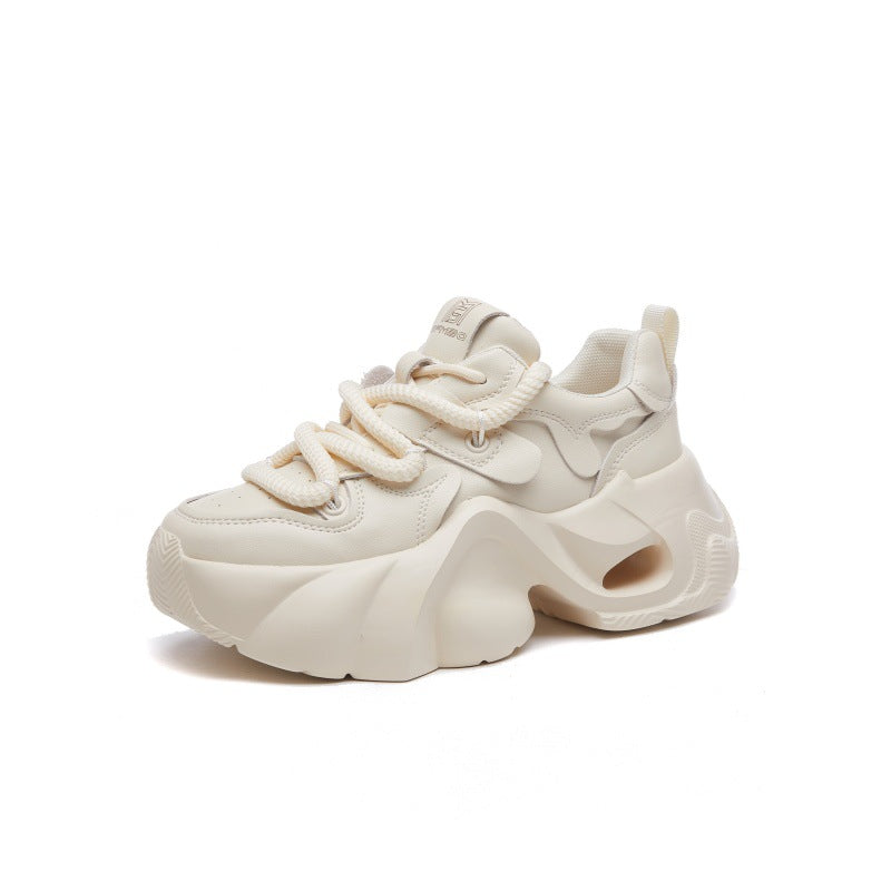 Women's Dad Spring White Versatile Platform Sports Sneakers