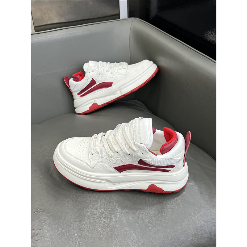 Men's Platform White Versatile Green Sports Breathable Men's Board Shoes