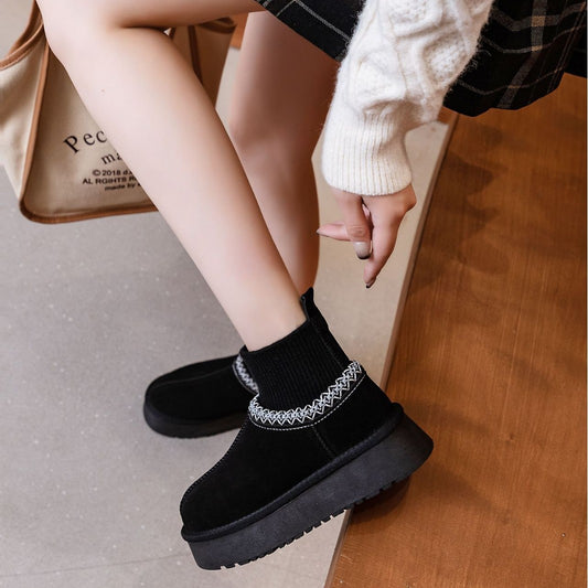 Women's National Style Socks Fleece-lined Warm Thick Snow Boots