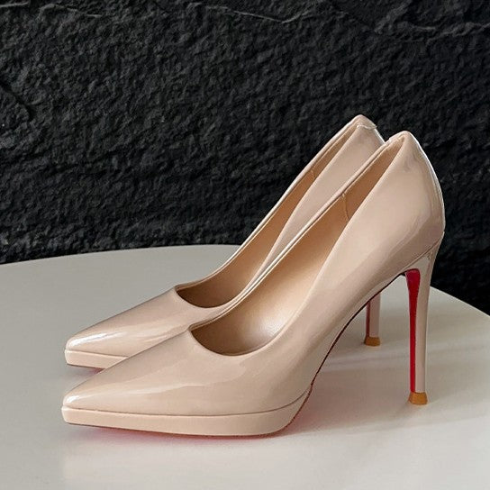 Women's Patent High Waterproof Platform Not Tired Feet Stiletto Commuter Nude Women's Fashion Shoes
