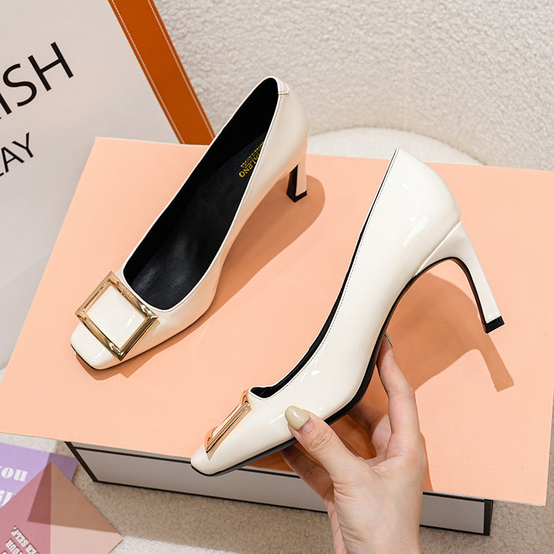 Women's Buckle Mid Spring French Style Vintage Women's Fashion Shoes