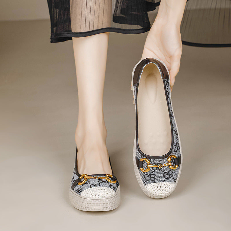 Women's Spring Classic Paris Embroidered Fisherman Lazy Slip-on Easy To Wear Women's Casual Shoes