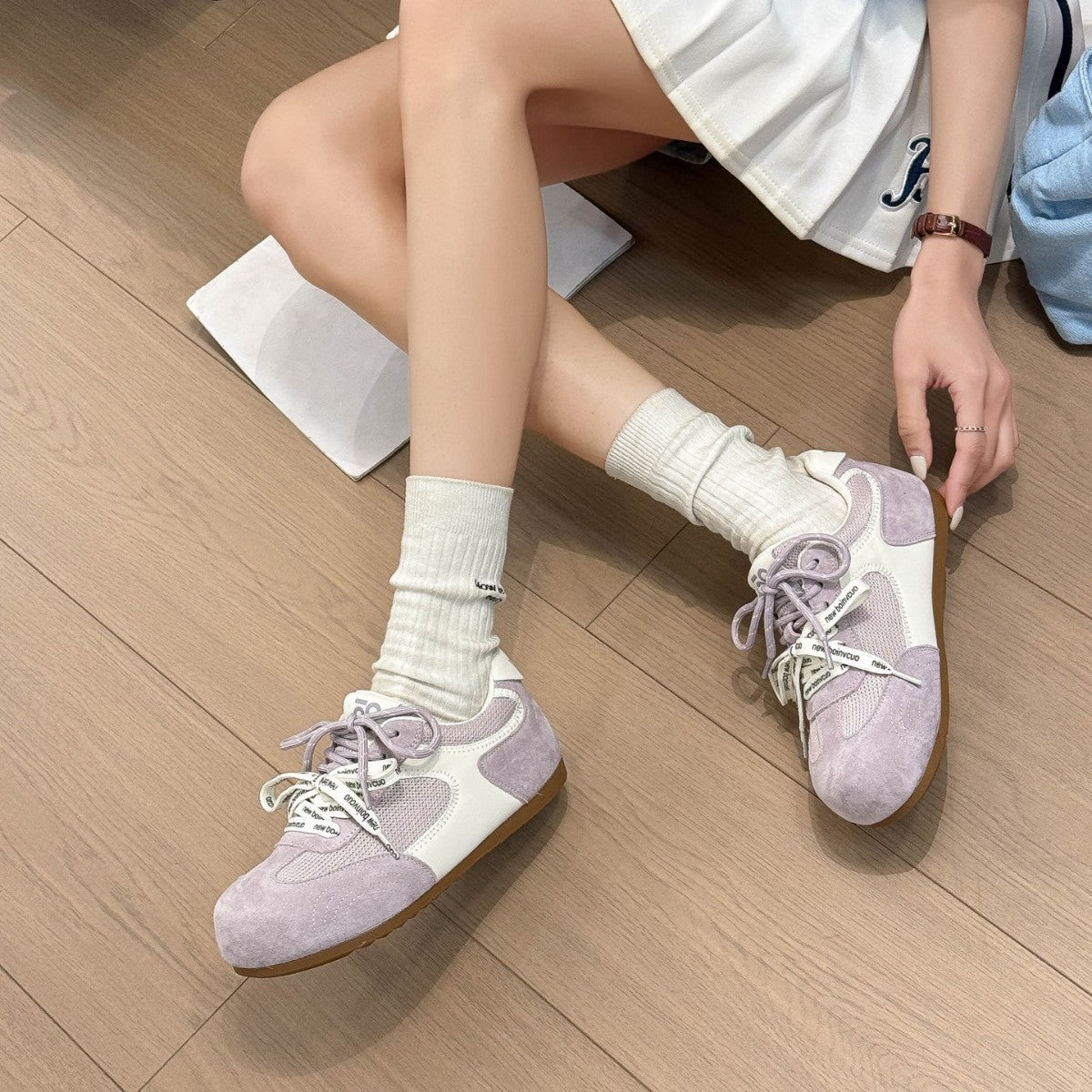 Women's German Training Flat Spring Height Increasing Insole Retro Ballet Sneakers
