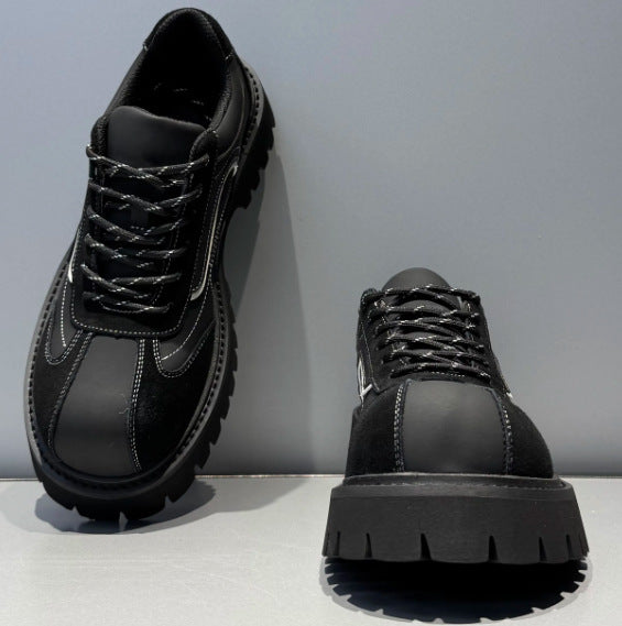 Men's Thick Bottom Trendy Big Head Fashion Men's Casual Leather Shoes