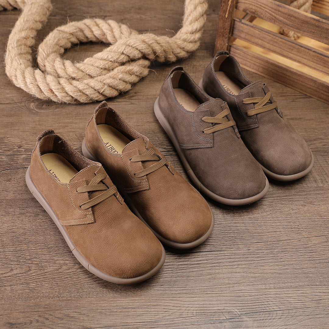 Men's Single Layer British Leisure Top Cowhide Soft Bottom Comfortable Big Leather Shoes