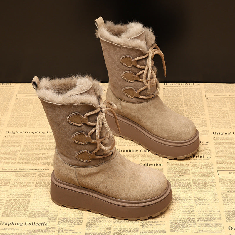Increasing Insole Thick Bottom Fleece-lined Warm Snow Boots