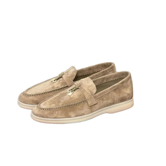 Women's & Men's Genuine Suede Round Toe Flat Shallow Loafers