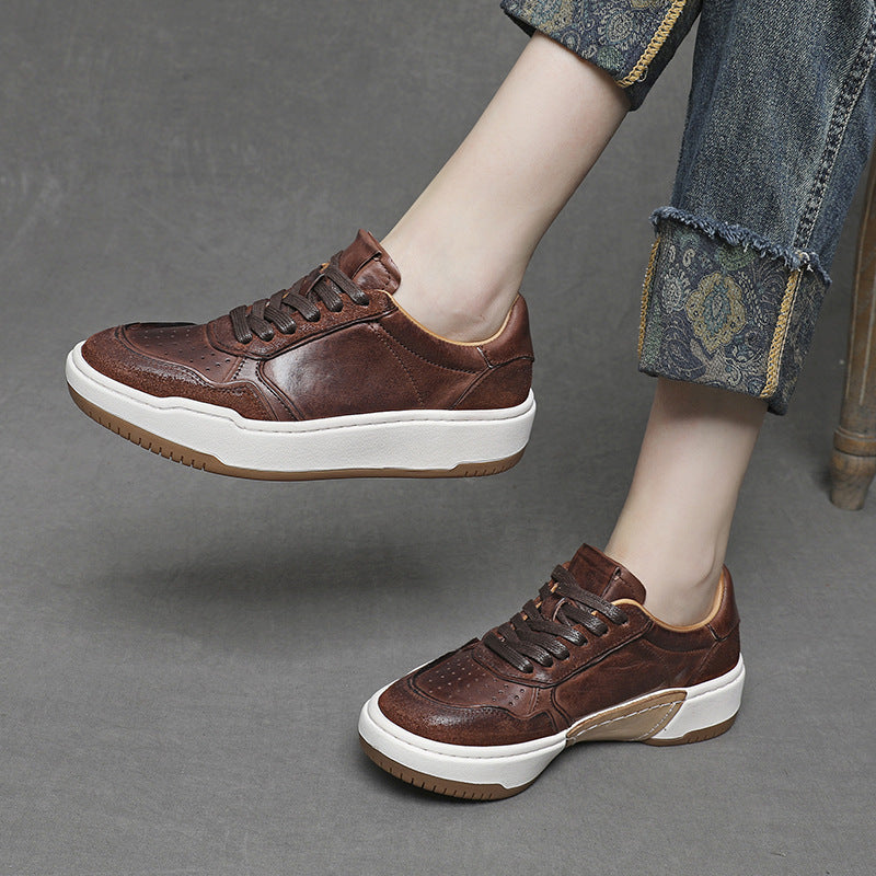 Women's Horse Sports Versatile Handmade White Soft Women's Board Shoes